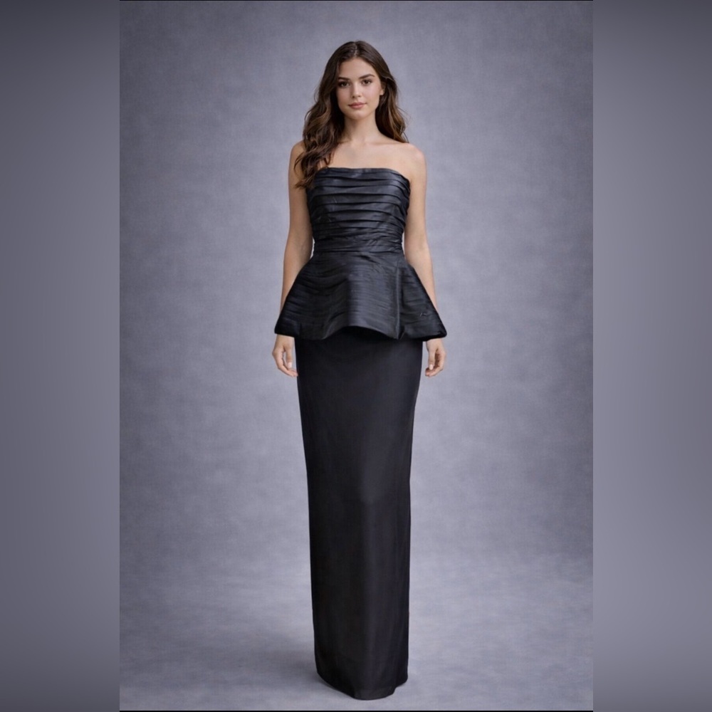 Bill Blass Ruched Peplum Black Gown. Sz 2-4. Mint! Emma Stone 2024 Oscars! - Picture 1 of 11